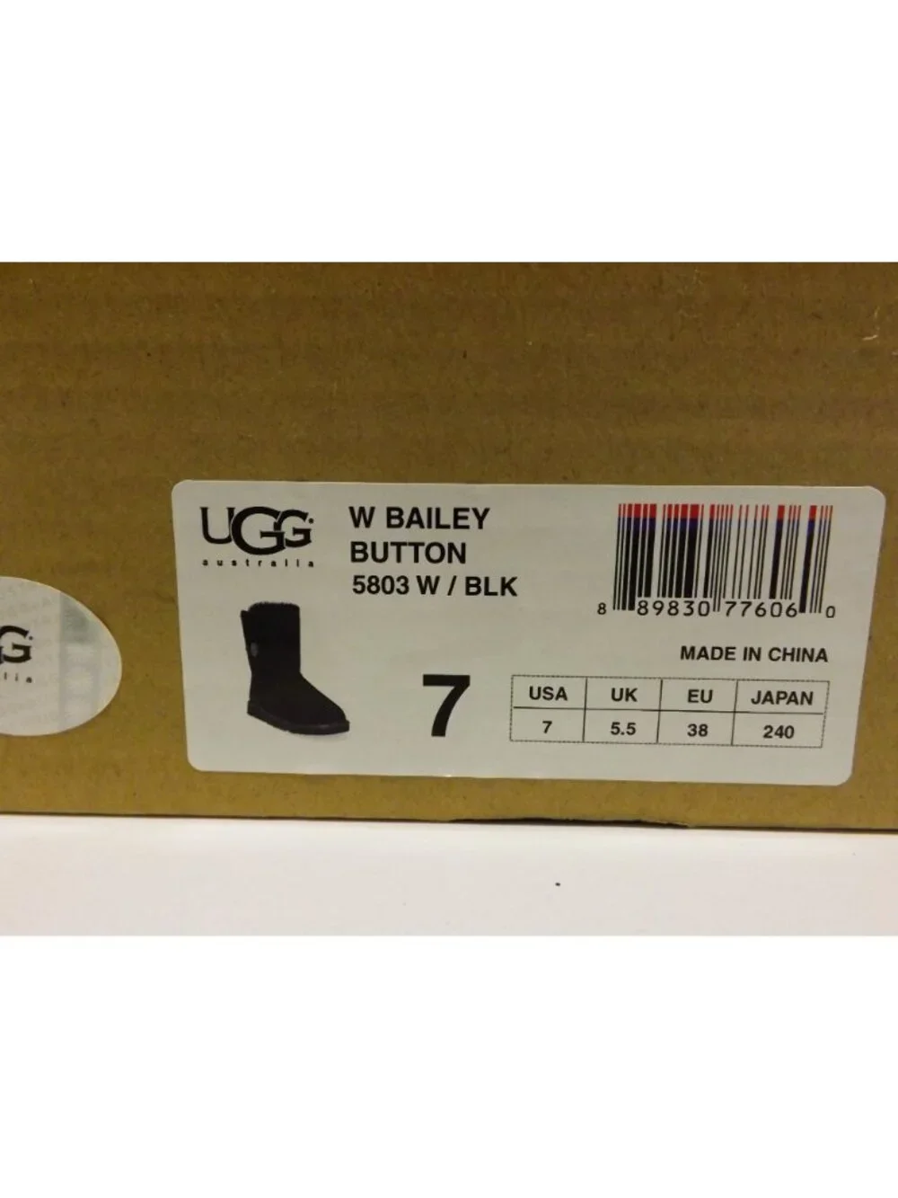 UGG Womens Bailey Button Boots Black Size 7 New In Box With Tags